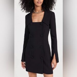 Amanda Uprichard Black Double-Breasted Long Sleeve Tavira Mini Dress